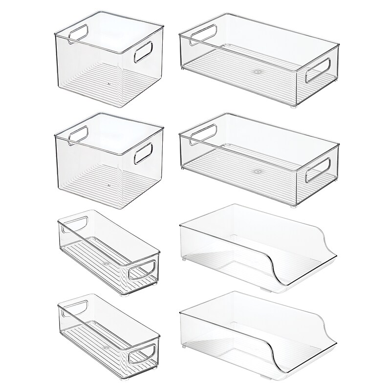 iDESIGN Small Stackable Plastic Storage Bin, Clear, 8/Pack (28489C8) image 1