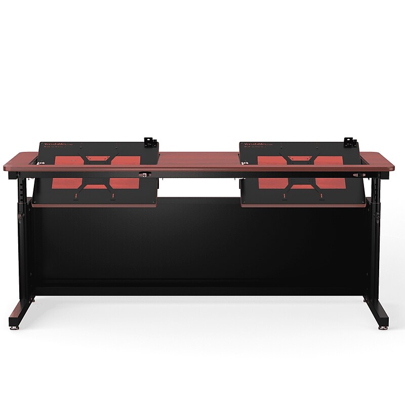 VersaDesk Revolution 72"W Manual Adjustable Standing Computer Table, Cherry/Black (RST7224-BC) image 1