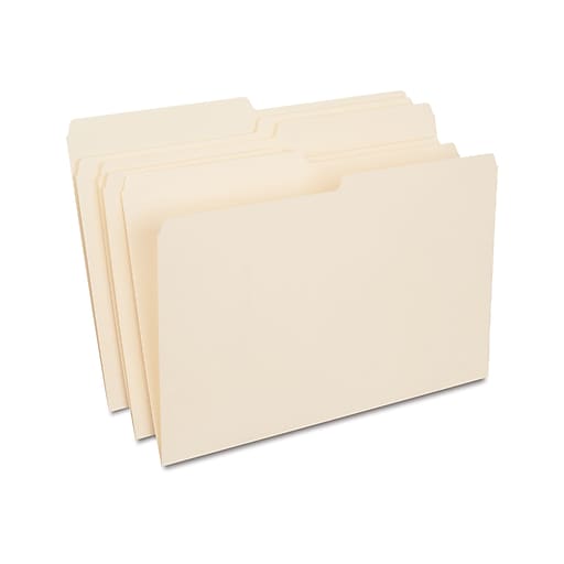 Staples 30 Recycled File Folders, 1/2 Cut Tab, Legal Size, Manila, 100