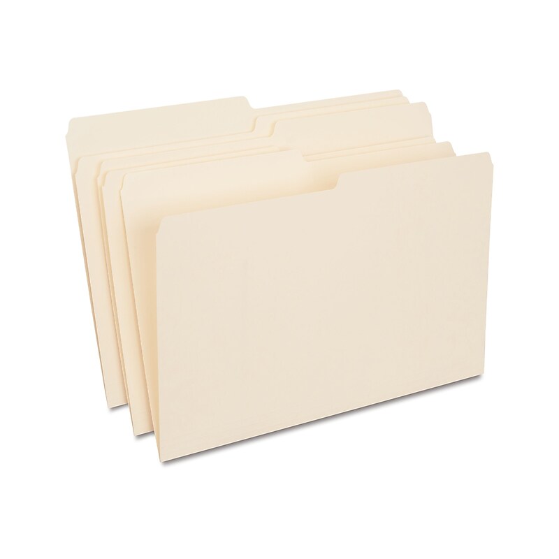 Staples 30% Recycled File Folders, 1/2 Cut Tab, Legal Size, Manila, 100/Box (ST116939/116939) image 1