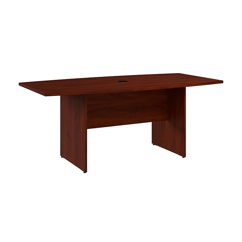 Bush Business Furniture 72W x 36D Boat Shaped Conference Table with Wood Base, Hansen Cherry (99TB7236HC) image 1
