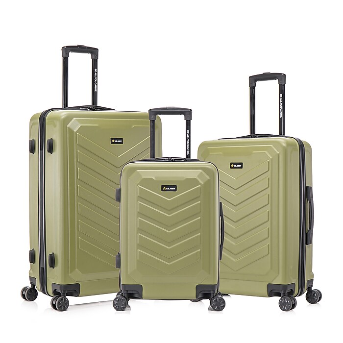 US Army FOX 3-Piece Hardside Spinner Carry-On Luggage Set, TSA
