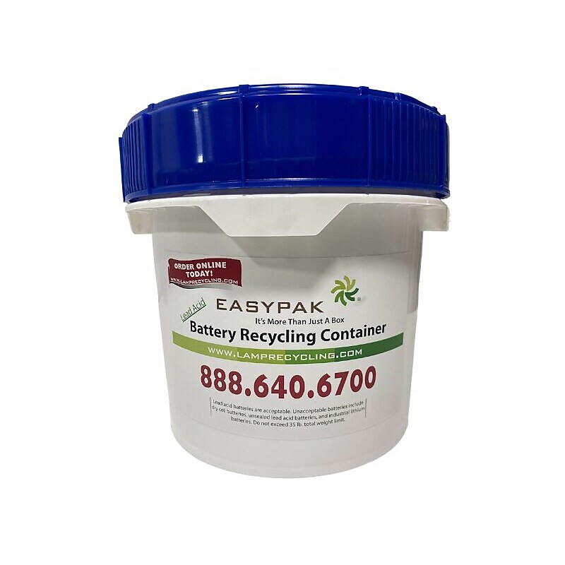 Terracycle Regulated Waste Plastic EasyPak Lead Acid Battery Recycling Container, 2.5 Gallon, White (510-2350) image 1