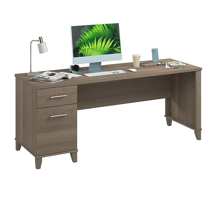 Bush Home Somerset 72W Office Desk with Drawers, Ash Gray (WC81672