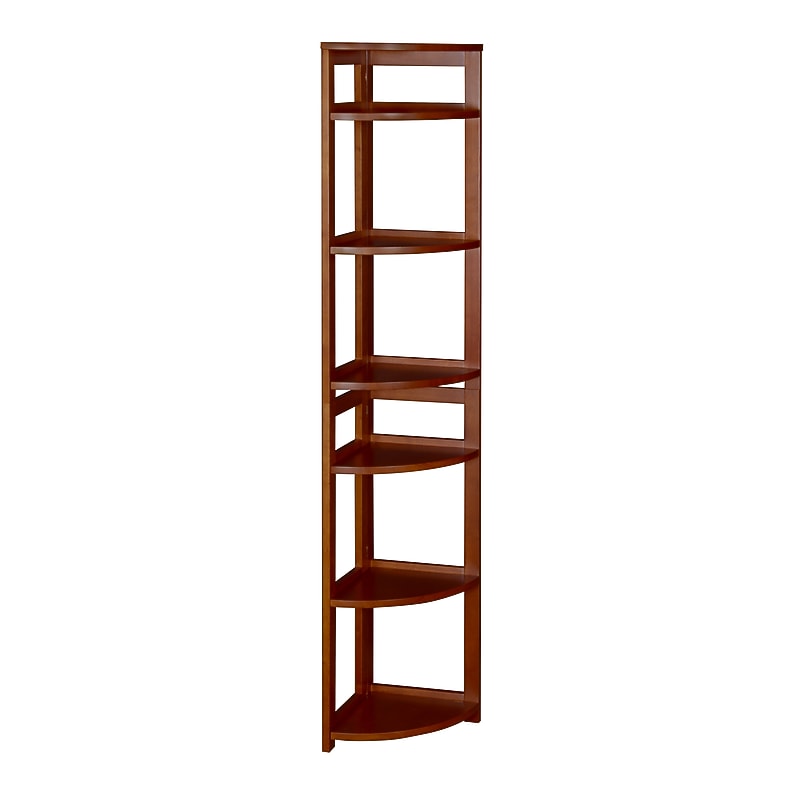 Niche Flip Flop 5 Shelf 67"H Corner Folding Bookcase, Cherry (FFC6712CH) image 1