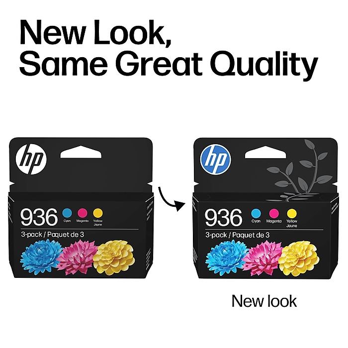 HP 936 Cyan/Magenta/Yellow Standard Yield Ink Cartridges, 3/Pack
