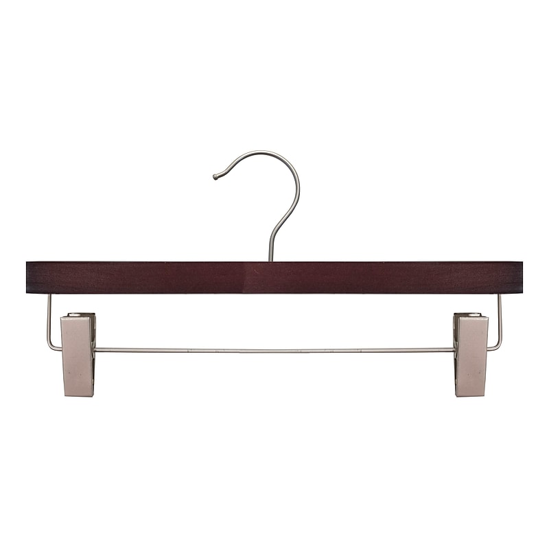 Nahanco 14" Wood Skirt/Slack Hanger With Clips, Mahogany, 100/Pack (21314RC) image 1