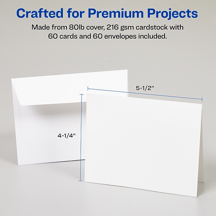 Avery Matte General Use Note Cards, White, 60/Pack (08315) | Staples