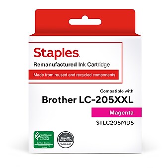 Staples Remanufactured Magenta Super High Yield Ink Cartridge Replacement for Brother (TRLC205MDS/STLC205MDS)
