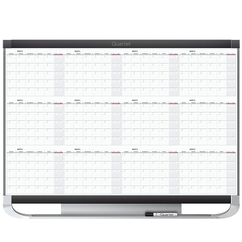 Quartet Prestige 2 Total Erase Surface Magnetic Four Month Calendar Board, 36" x 24" (3' x 2') (4MCP23P2) image 1