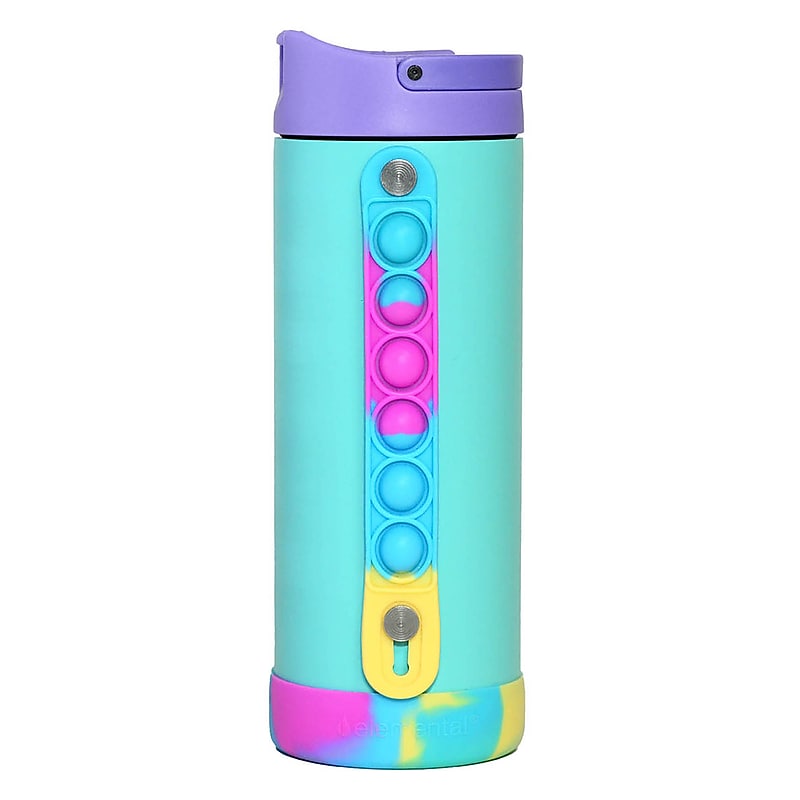 Elemental Iconic Pop Fidget Stainless Steel Triple Wall Insulated Water Bottle, 14 oz., Blue Tie Dye (EB14PB18P) image 1