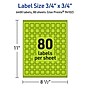 Avery Laser/Inkjet Multipurpose Square Labels, 0.75" x 0.75", Bright Green, 6400/Box (94102)~#|#~5FDD4BA8-3229-4373-9A971DDBC7B11146_sc7