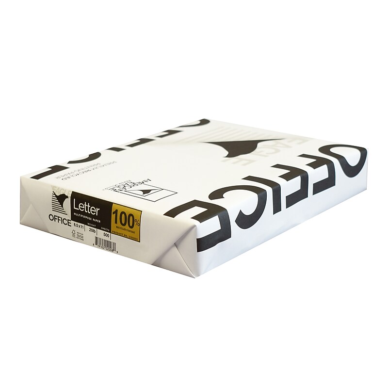 Eagle Office 100% Recycled 8.5" x 11" Multipurpose Paper, 20 lbs., 92 Brightness, White, 500/Ream (31550501) image 1