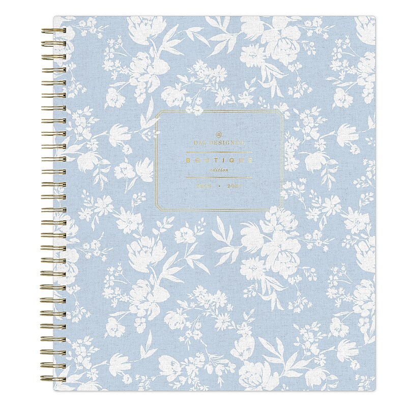 2026-2027 Blue Sky Day Designer Silhouette Floral 8" x 10" Academic Monthly Planner, Plastic Cover, Light Blue Linen (157727) image 1
