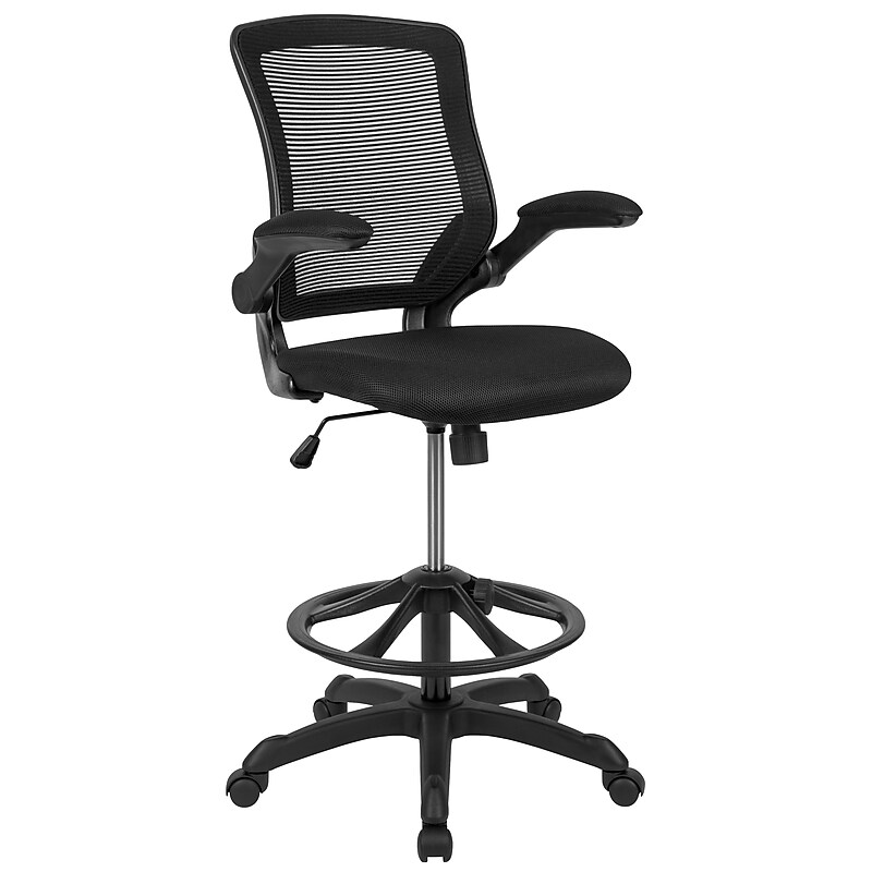 Flash Furniture Nylon Drafting Chair with Footrest and Lumbar Support, Black (BL-ZP-8805D-BK-GG) image 1