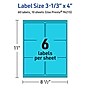 Avery Rectangle Multipurpose Labels, 3-1/3" x 4", Bright Blue, 60/Pack (94215)~#|#~5FEB2A65-03F1-42A8-B8DD6E500CA34D55_sc7