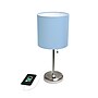 Creekwood Home Oslo Duo 19.5" LED Table Lamp with USB Port, Brushed Steel/Blue Shade, 2/Set (CWT-2012-BL-2PK)~#|#~5FED6912-D848-418F-8B171C1472A8EC9E_sc7