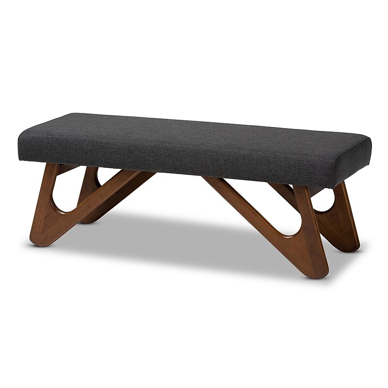 Baxton Studio Rika Fabric Bench, Dark Grey (158-9777-HiT) image 1
