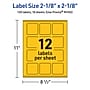Avery Square Laser/Inkjet Multipurpose Labels, 2-1/8" x 2-1/8", Bright Yellow (120/Pack)~#|#~6000CE07-95BE-4611-8A0F00ACE9151FF9_sc7