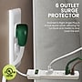 GoGreen Power 6 Outlet Surge Protector, 2.5' Cord, White (GG-16103MS)~#|#~6004B94C-30BB-454E-9A5B4C0BC00AFE84_sc7