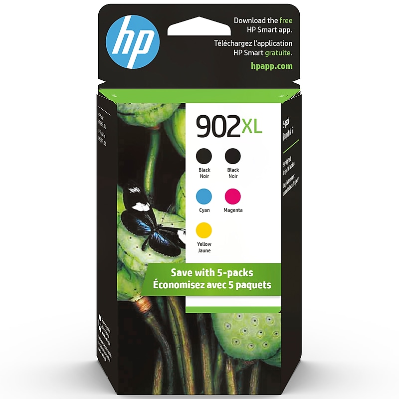 HP 902XL Black/Cyan/Magenta/Yellow High Yield Ink Cartridge, 5/Pack (6ZA01AN#140) image 1