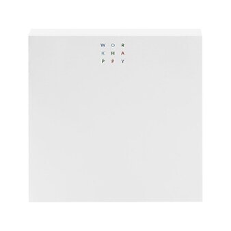 Poppin Work Happy Writing Pad, 7.25" x 7.25", Unruled, White, 200 Sheets/Pad (107463)
