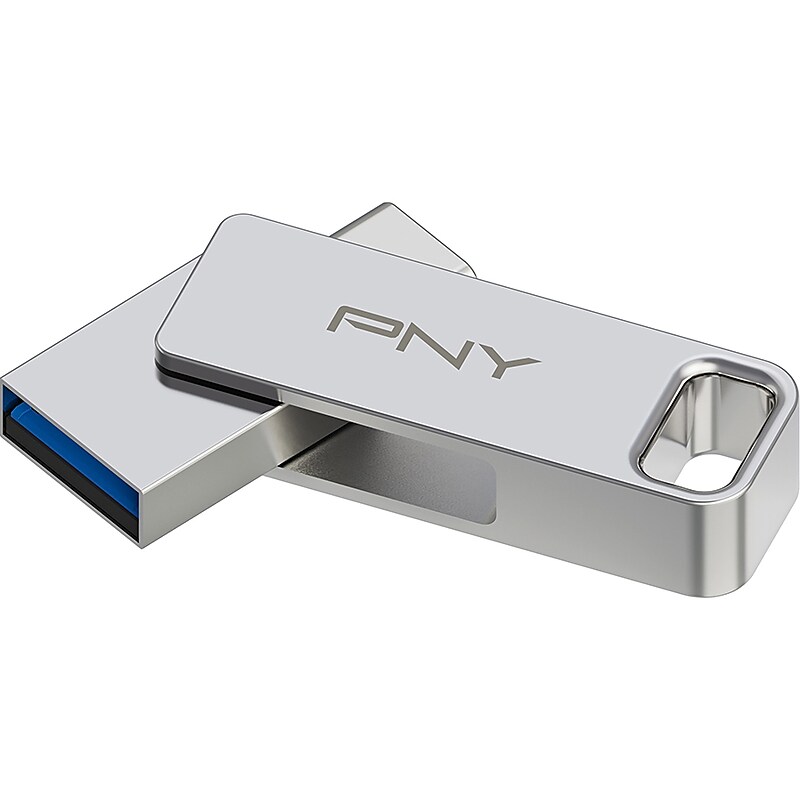 PNY DUO LINK Dual 128GB USB 3.2 Type C Flash Drive, Silver (P-FDI128DULINKT) image 1