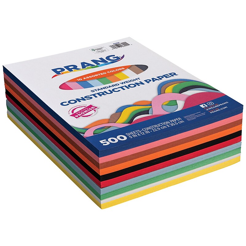 Prang 9" x 12" Construction Paper, Assorted Colors, 500 Sheets/Pack (P6555-0001) image 1