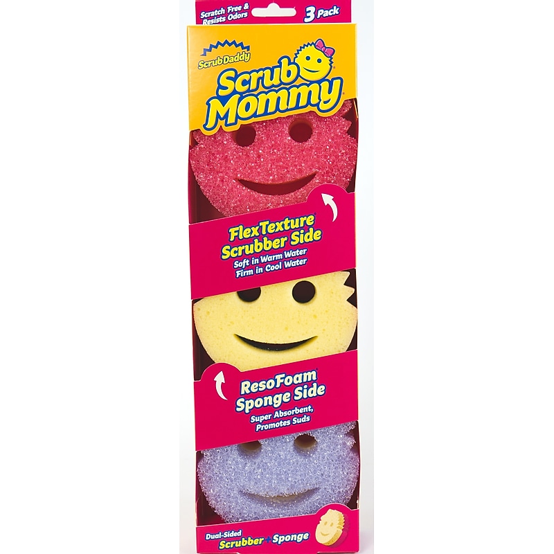 Scrub Mommy Non-Scratch Sponge with Scrubber, Assorted Colors, 3 Sponges/Box (10859547004500) image 1