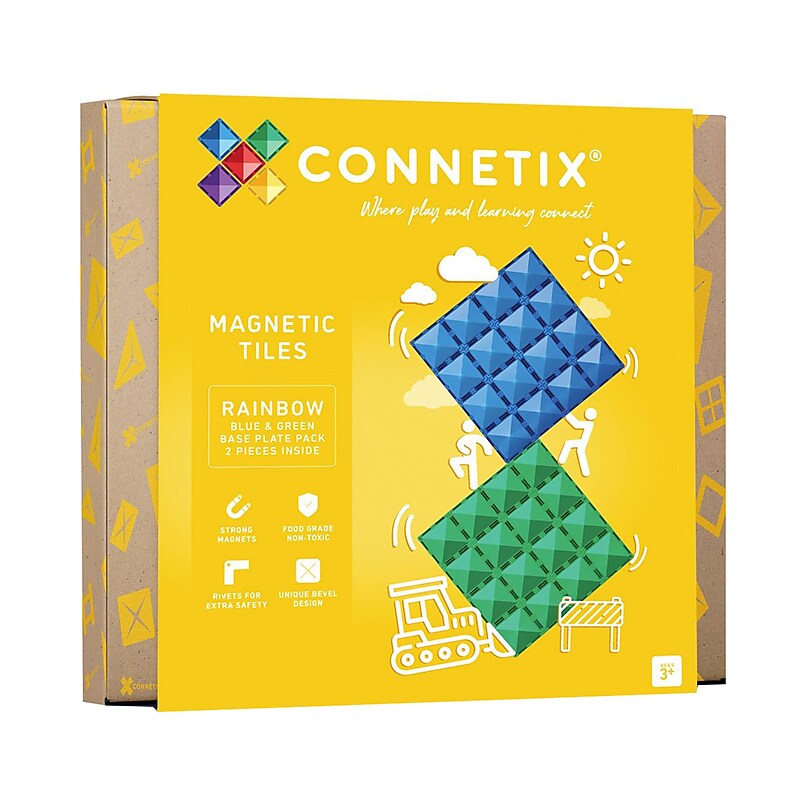 Connetix Magnetic Tiles Rainbow Blue & Green Base Plate, 2 Pieces (CNTRBG002BP) image 1