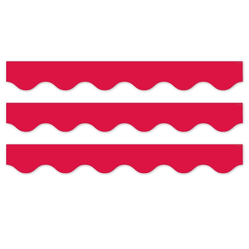 Creative Teaching Press Core Decor EZ Border, 3" x 2', Red Wavy, 24/Pack, 3 Packs/Bundle (CTP11063-3) image 1
