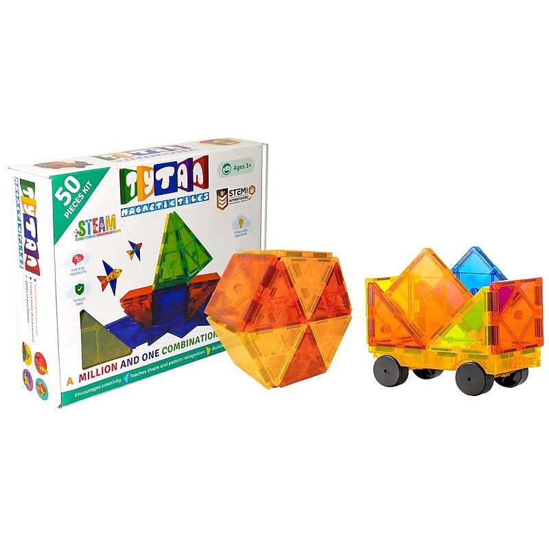 Tytan Toys Magnetic Tiles & Building Blocks, 50 Pieces (ACTYT014) image 1