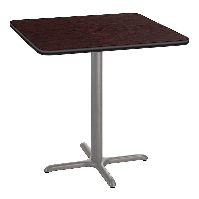 NPS CT Series 36" Square 36" Height Cafe Table, X Base, Grey Frame/Mahogany Top (CTG33636XCPBTMMY) image 1