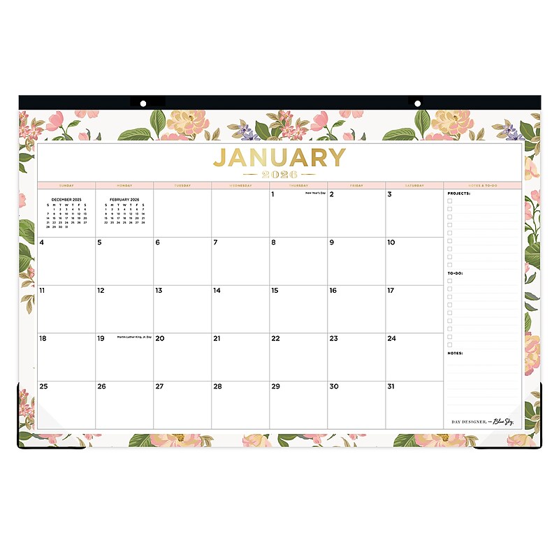 2026 Blue Sky Day Designer 17" x 11" Monthly Desk Pad Calendar, Heirloom Cream (158039) image 1
