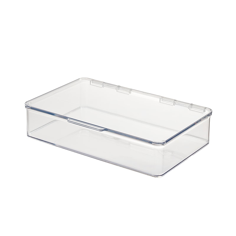 iDESIGN Small Stackable Storage Box with Hinged-Lid, Clear (63030) image 1