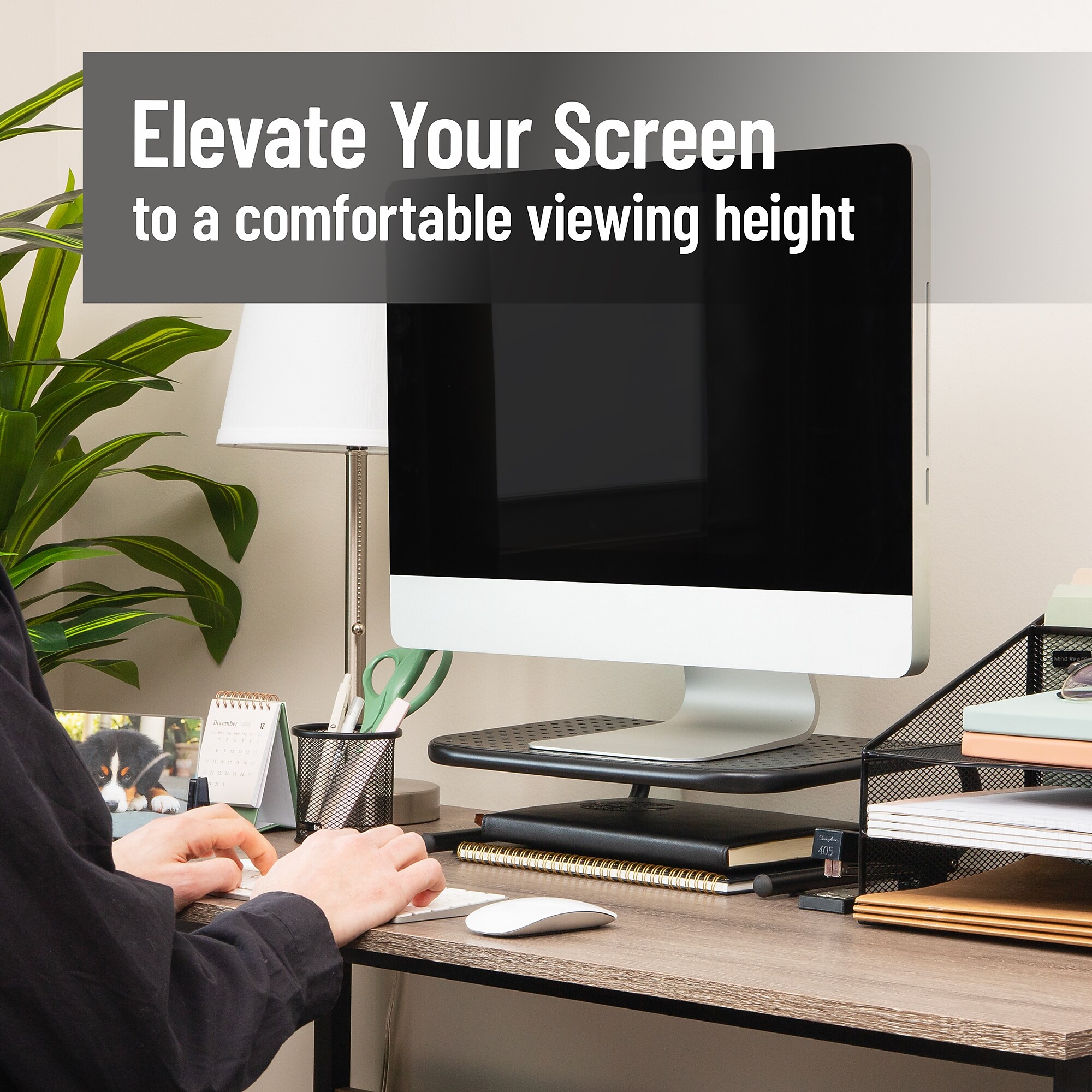 Mind Reader Ventilated Monitor Stand, Holds up to 44 lbs., Up to 19″ Monitors, Black, 2/Pack (2METMONST-BLK) Sansujyuku sansujyuku.com