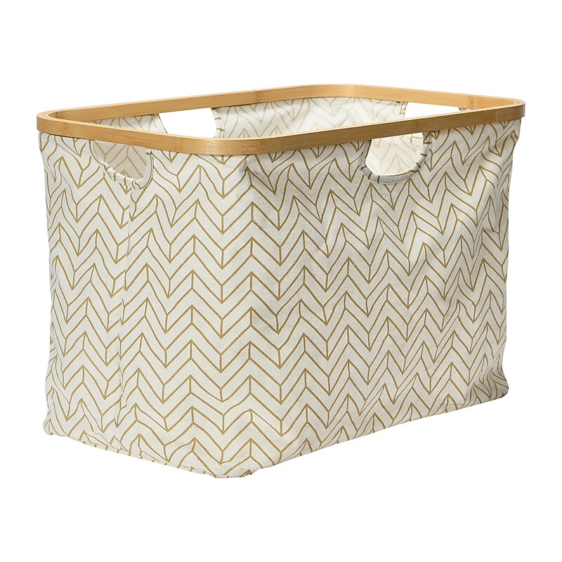 Household Essentials Krush Collapsible Laundry Basket, Bamboo, Tan Chevron (2290-1) image 1