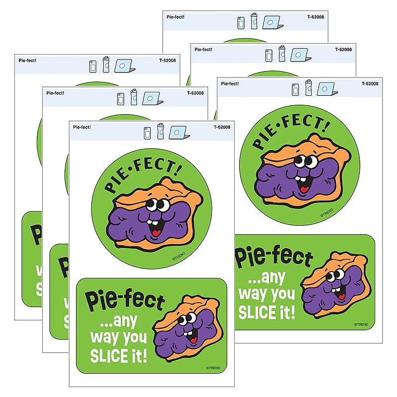 Trend Enterprises Pie-fect! Vinyl Stickers, Multicolored, 2/Pack, 6/Packs/Bundle (T-62008-6) image 1