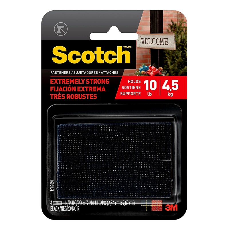 Scotch® Heavy Duty Fasteners, 1" x 3", Black, 2/Pack (RFD7091) image 1