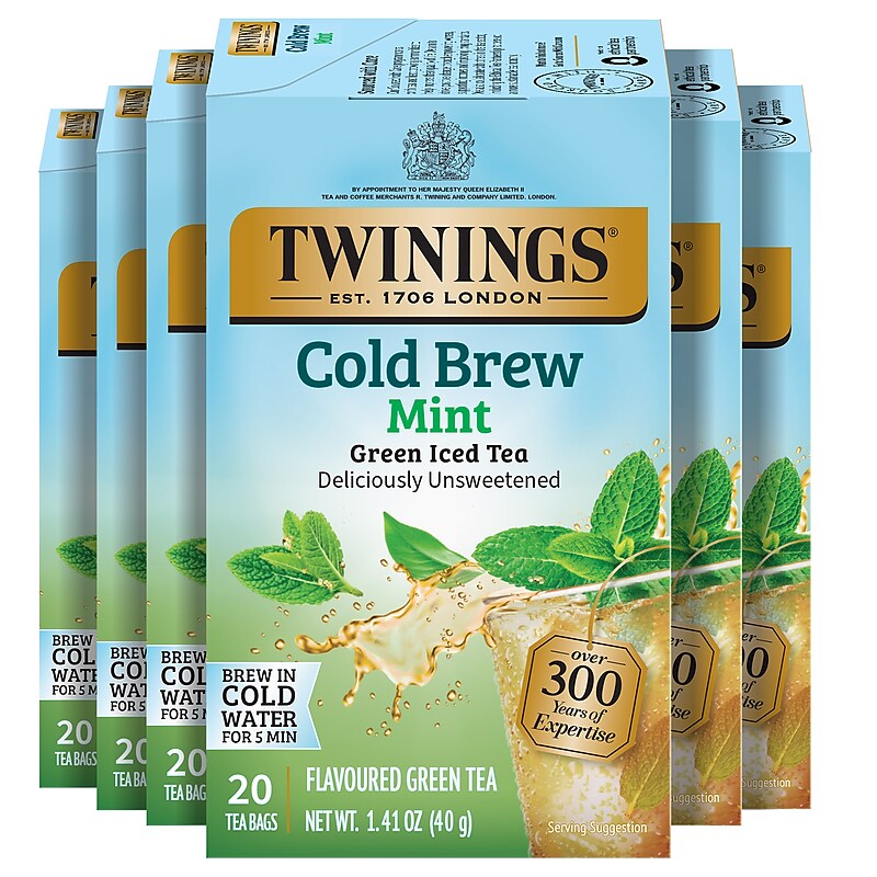 Twinings Iced Cold Brewed Mint Green Tea Bags, 20/Box (F07413) image 1
