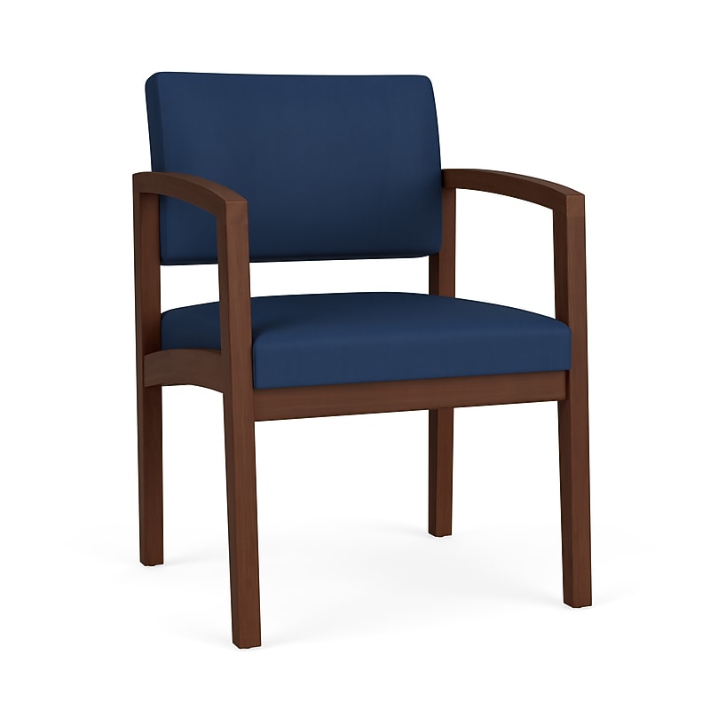 Lesro Lenox Wood Vinyl Guest Chair, Patriot Plus Imperial Blue/Walnut (LW1101.WWL-01PPIB) image 1