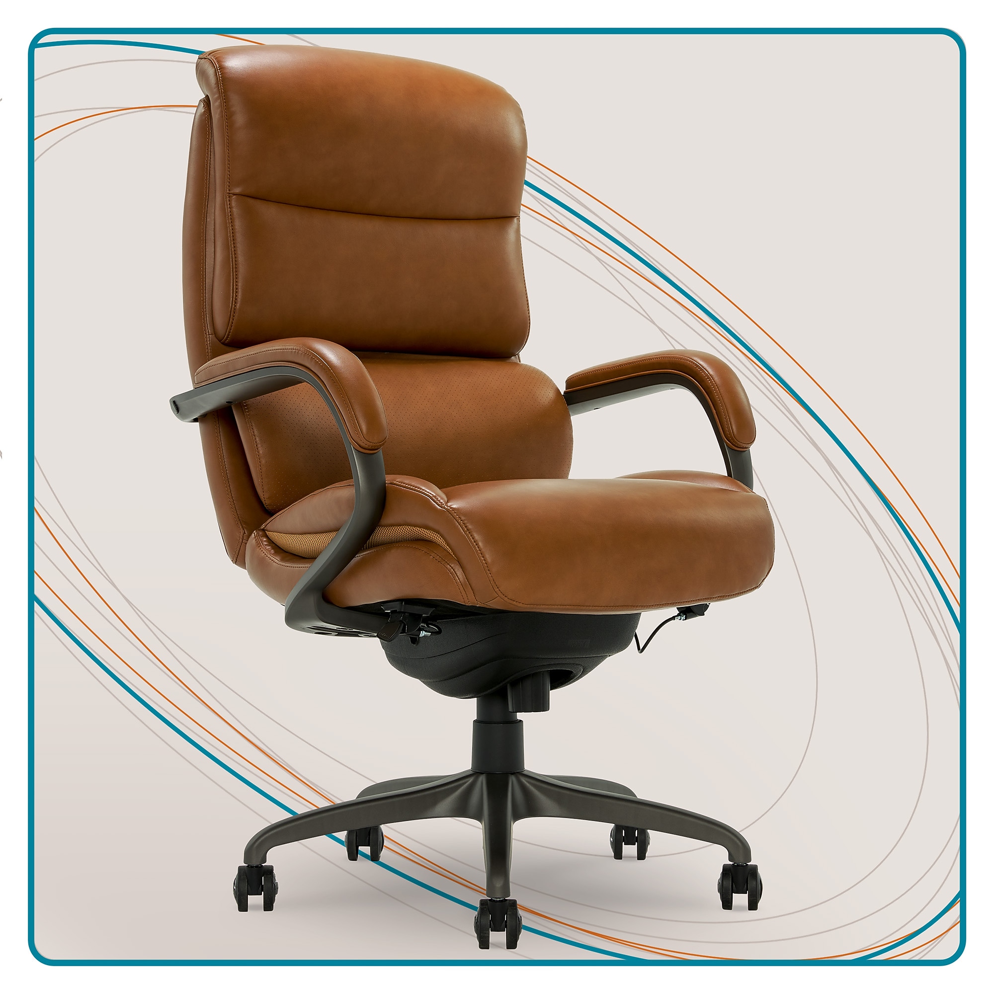 La-Z-Boy Aberdeen Ergonomic Bonded Leather Swivel Computer and Desk Chair, Camel (51545-CAM) Sansujyuku sansujyuku.com