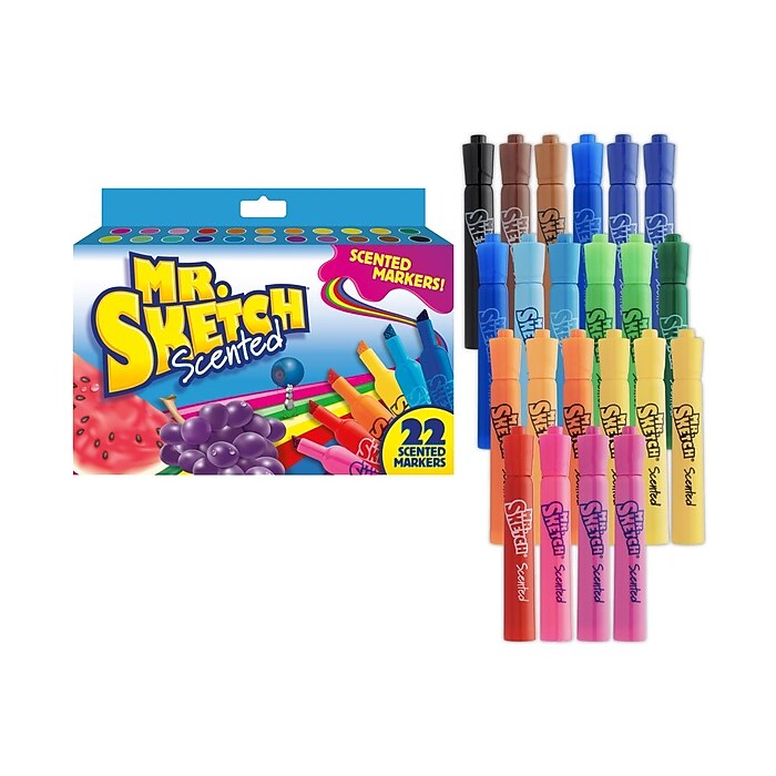 Mr. Sketch Scented Tank Washable Markers, Chisel Tip, Assorted