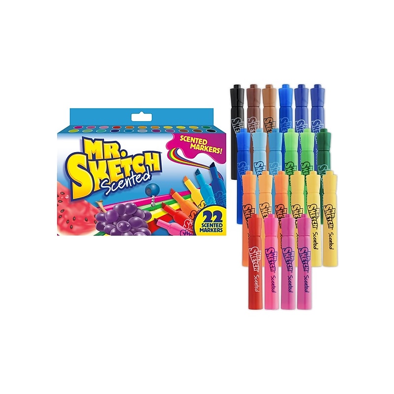 Mr. Sketch Scented Tank Washable Markers, Chisel Tip, Assorted Colors, 22/Pack (2054594) image 1