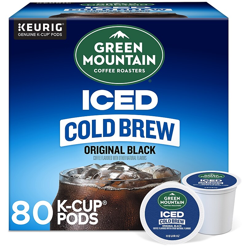 Green Mountain Coffee Roasters Classic Black Iced Coffee Keurig® K-Cup® Pods, Medium Roast, 80/Carton (5000372042CT) image 1