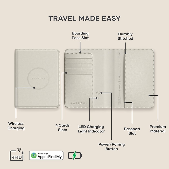 Satechi Vegan-Leather FindAll Passport Cover, Sand (ST-VPCW) | Staples