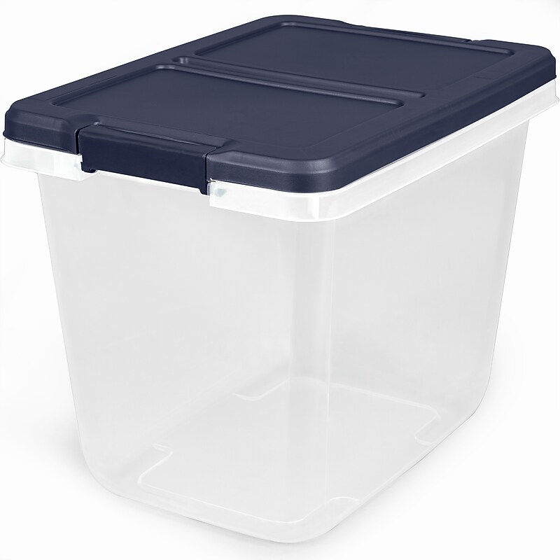Home Logic 29 Qt. Latch Lid Storage Tote, Clear/White, 6/Pack (7102-010000044) image 1