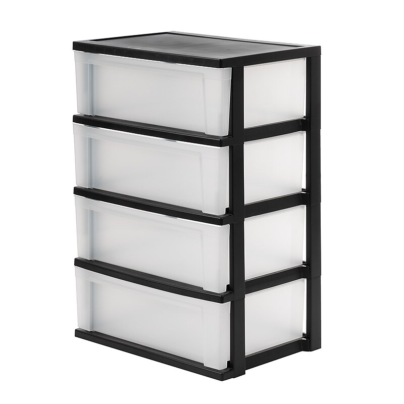 Iris Stackable Wide Chest, 4 Drawer, Black (301153) image 1