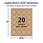 Avery Laser/Inkjet Multipurpose Circle Labels, 1.75" Dia, Kraft Brown, 300/Pack (94509)~#|#~6070FEB3-DED3-4361-A731A02862BAD66F_sc7