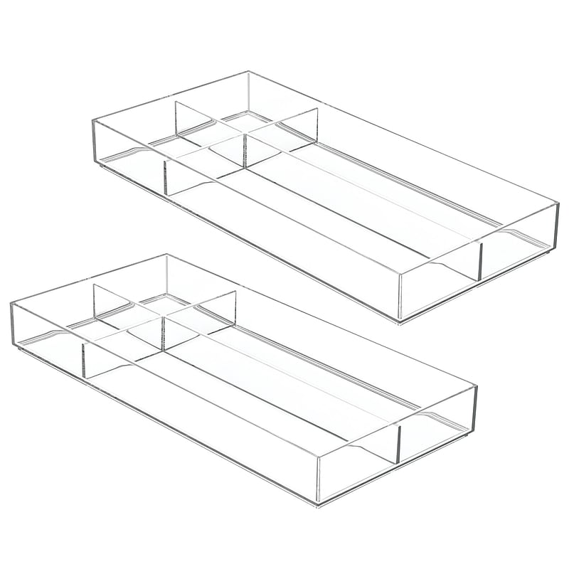 iDESIGN 4-Compartment Plastic Drawer Organizer, Clear, 2 Piece (29092M2) image 1